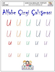 ü harfi çizgi çalışması